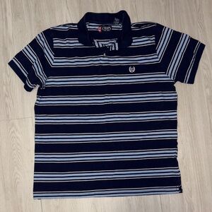 CHAPS  Men's Polo Shirt in Dark Blue and Light Blue Stripes